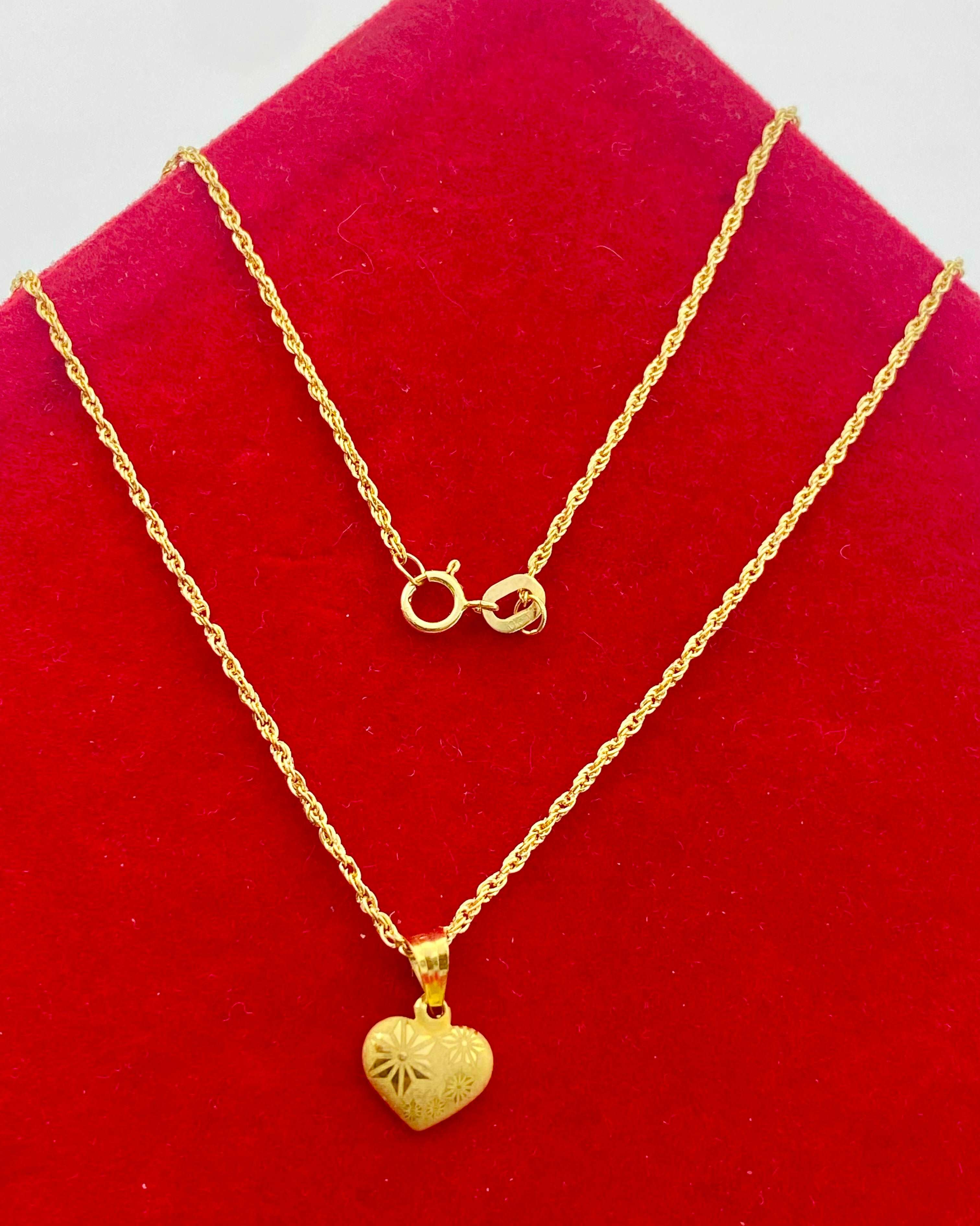 18K Real Gold Heart Necklace - Embellish Gold