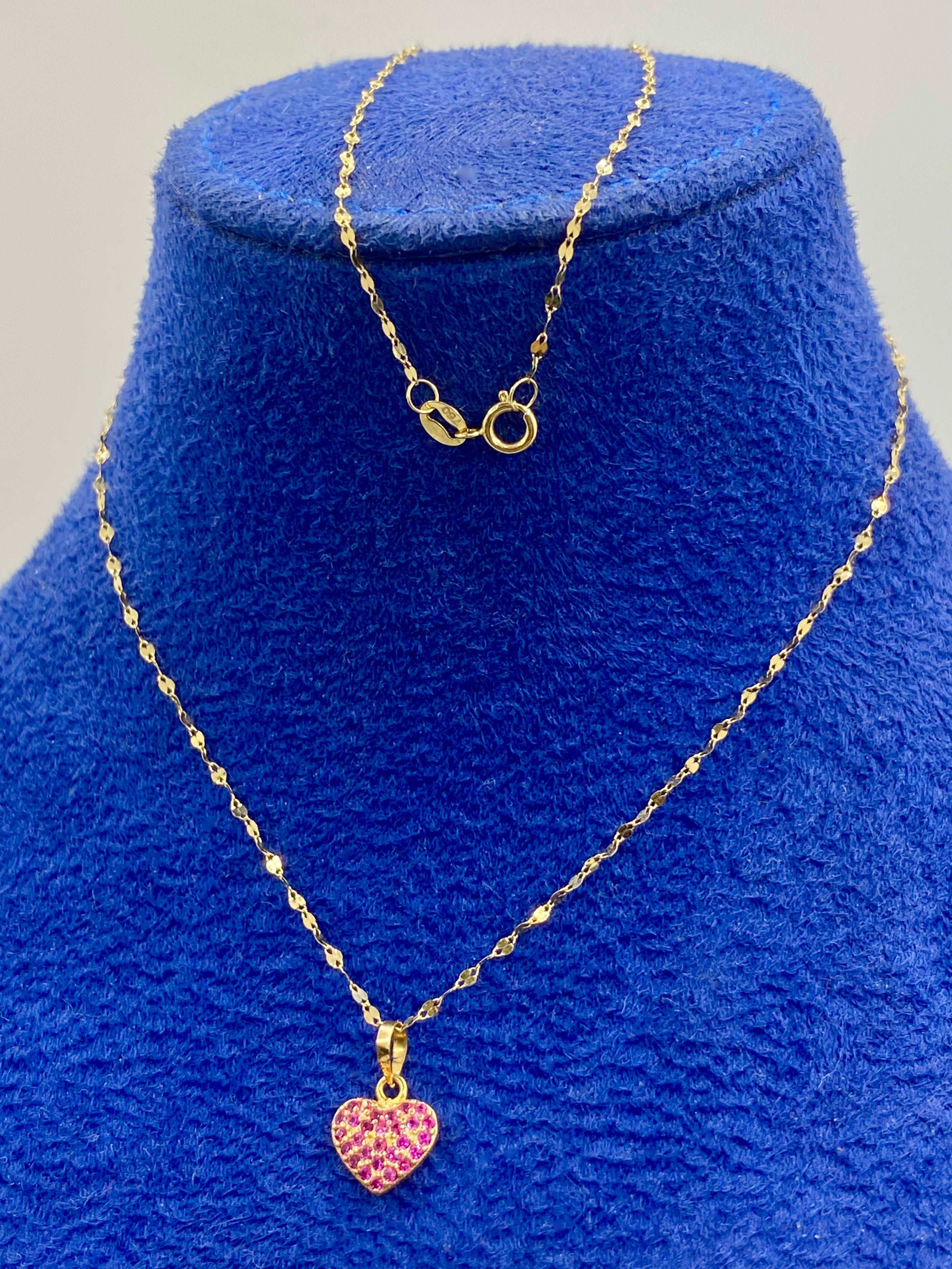 18K Real Gold Mirror Chain With Silver Heart - Embellish Gold