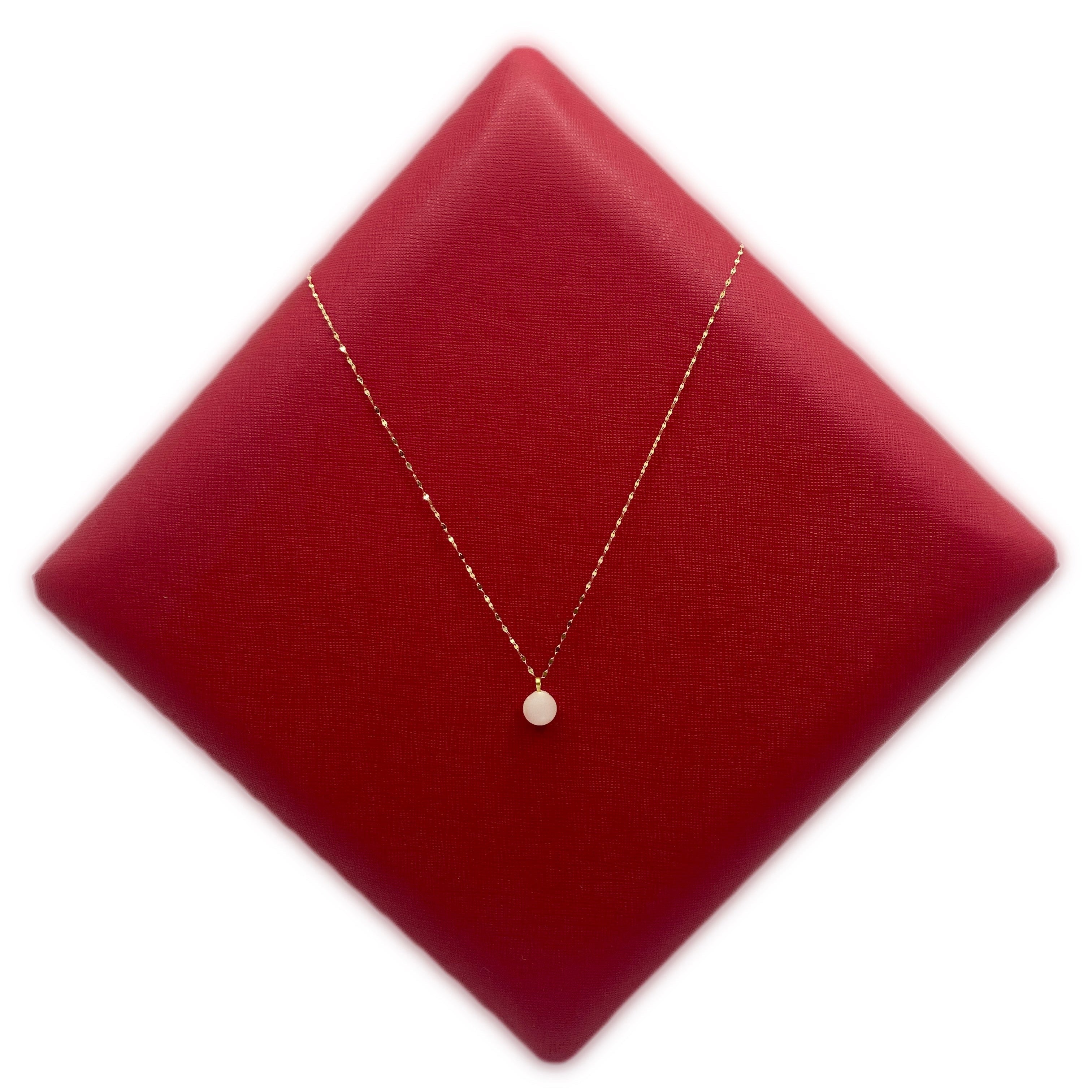 18K Real Gold White Pearl Necklace With Mirror Chain - Embellish Gold