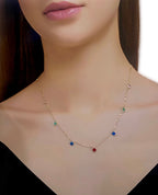 18K Real Gold Multi Color Stone Necklace - Embellish Gold
