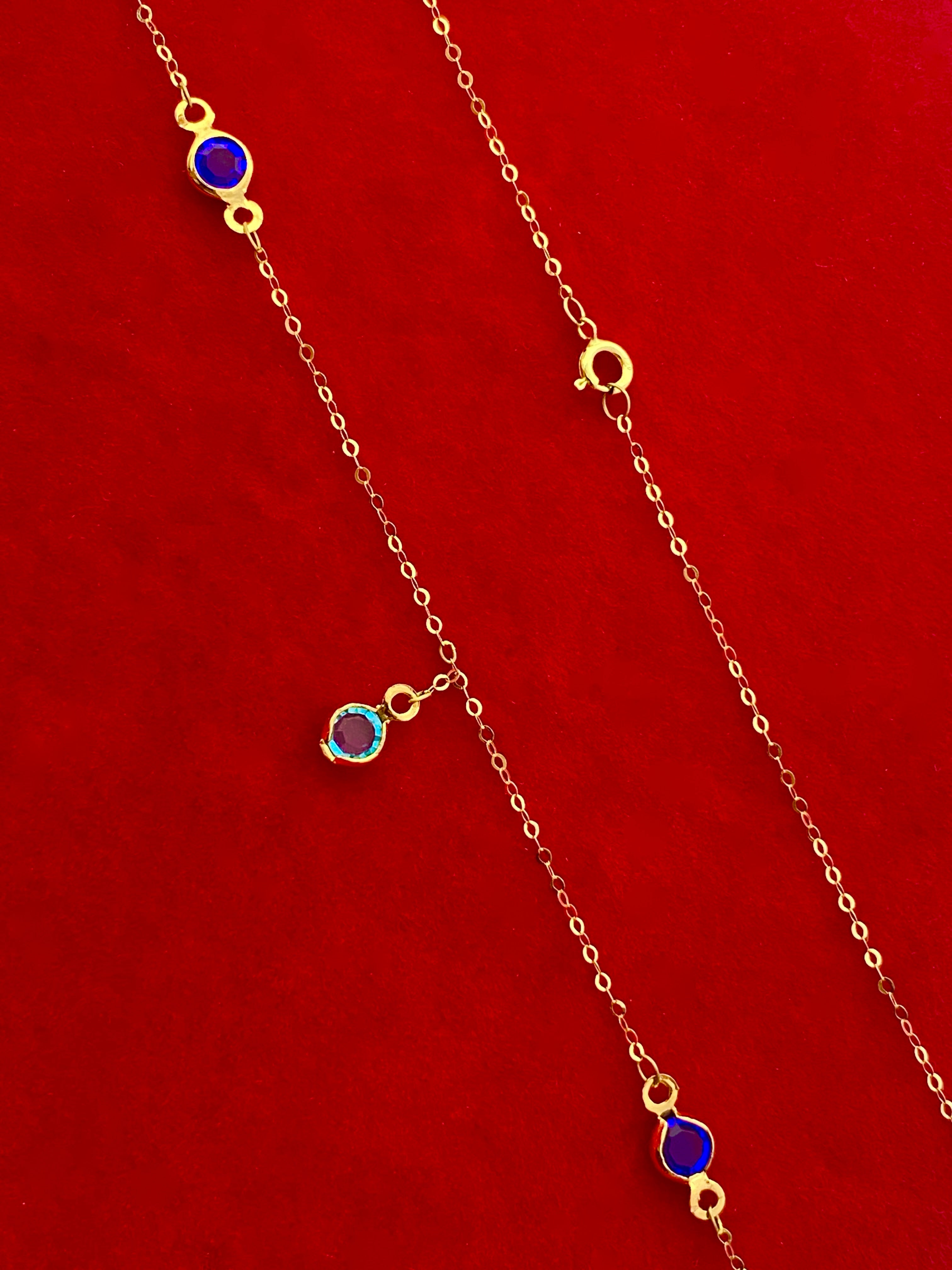 18K Real Gold Multi Color Round Stone Necklace - Embellish Gold