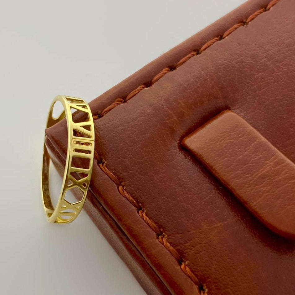 18K Real Saudi Gold Roman Number Ring - Embellish Gold