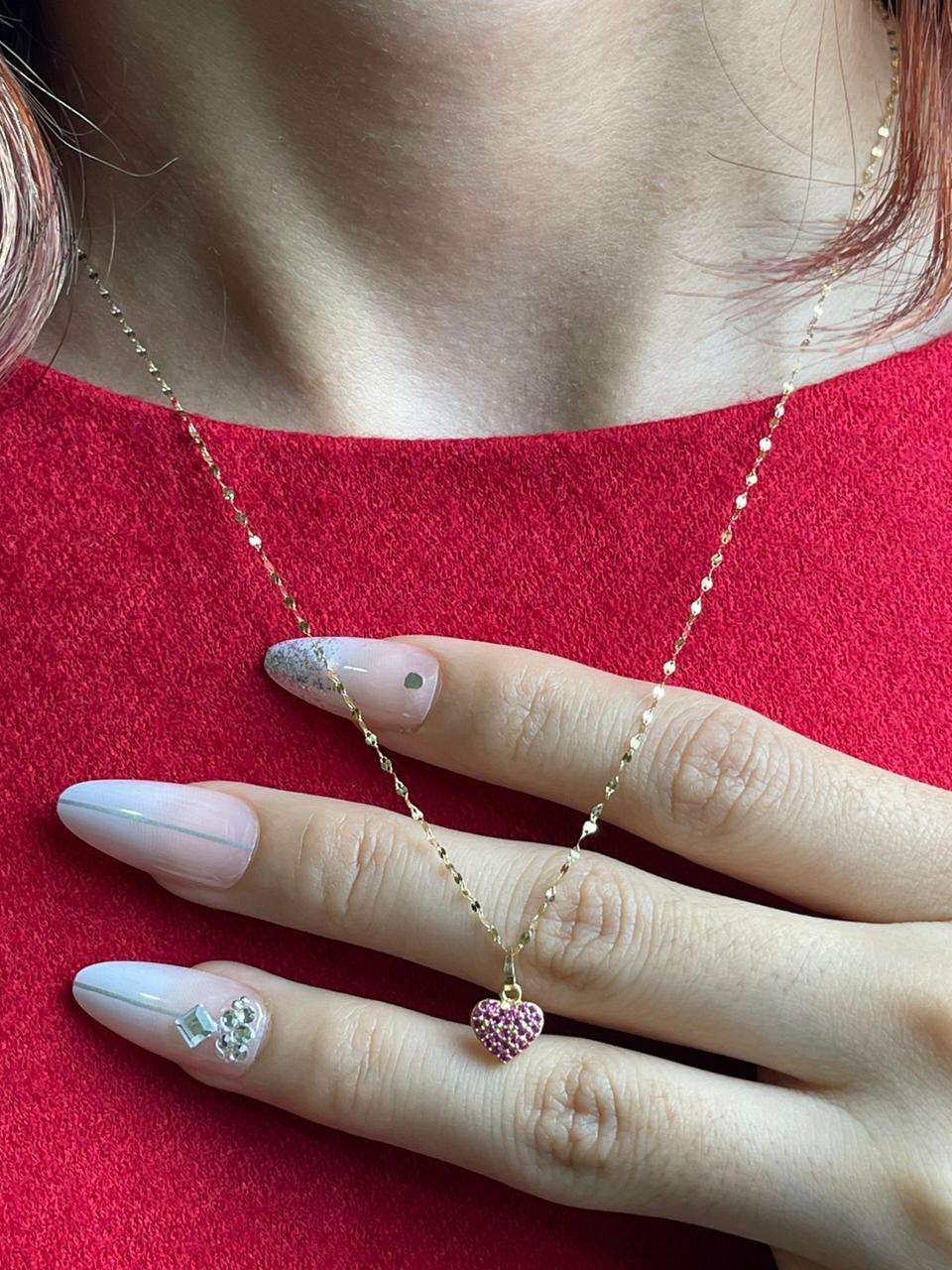 18K Real Gold Mirror Chain With Silver Heart - Embellish Gold