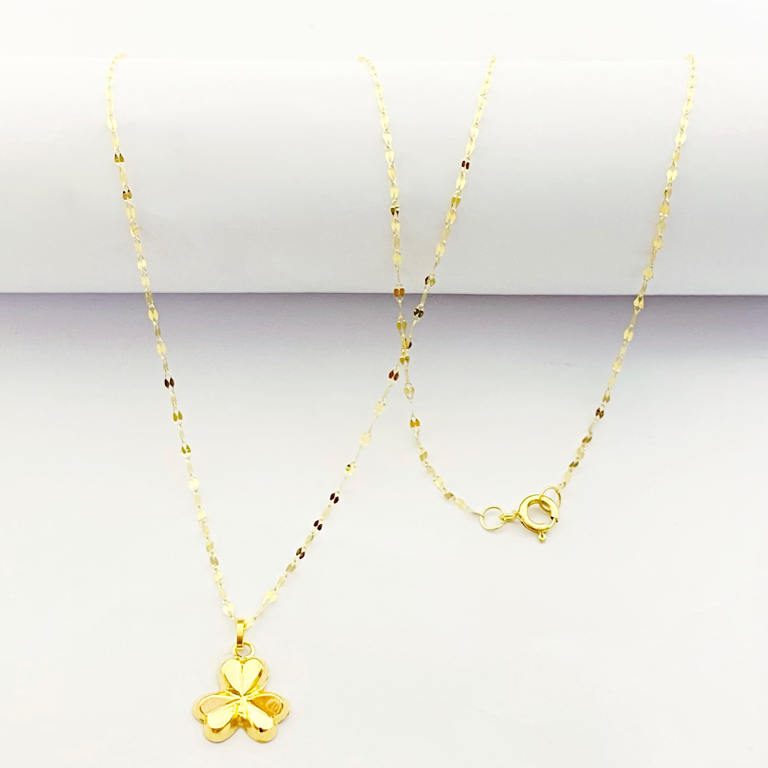 18K Real Gold 3 Petal Necklace - Embellish Gold
