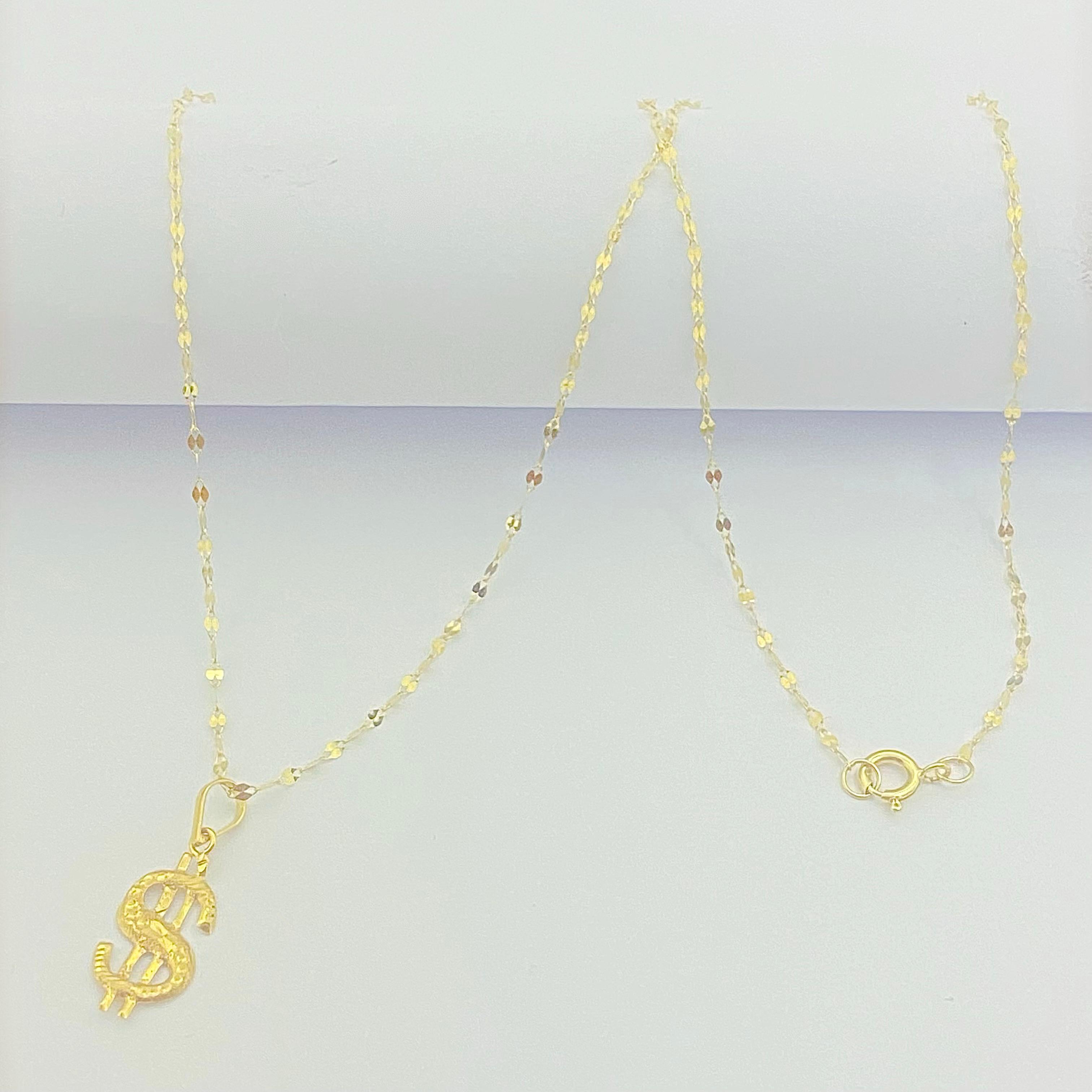 18K Real Gold Dollar Style Necklace - Embellish Gold