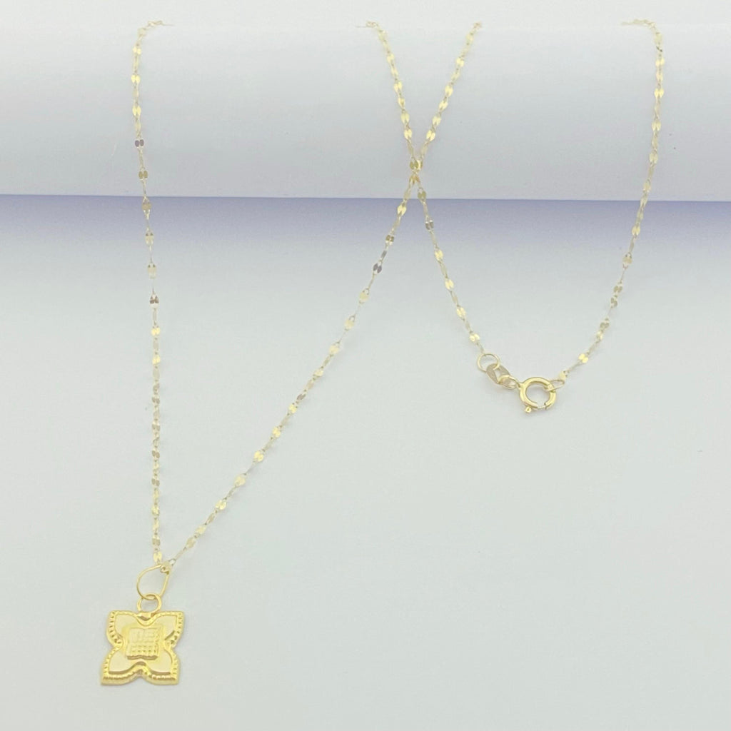 18K Real Gold Rob Flower Necklace And Earring Set - Embellish Gold