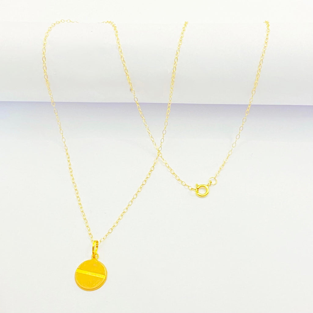 18K Real Gold Button Necklace - Embellish Gold