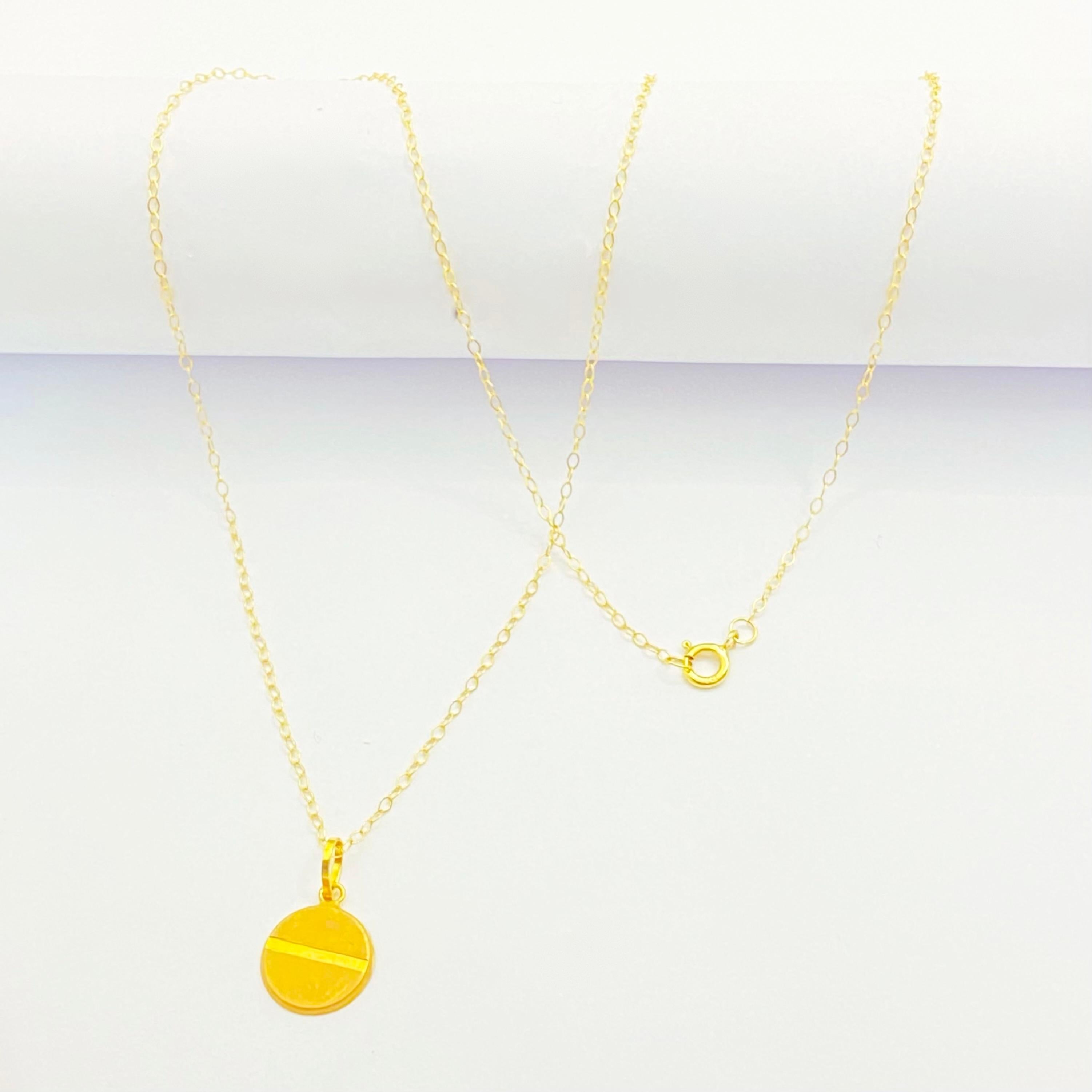 18K Real Gold Button Necklace - Embellish Gold