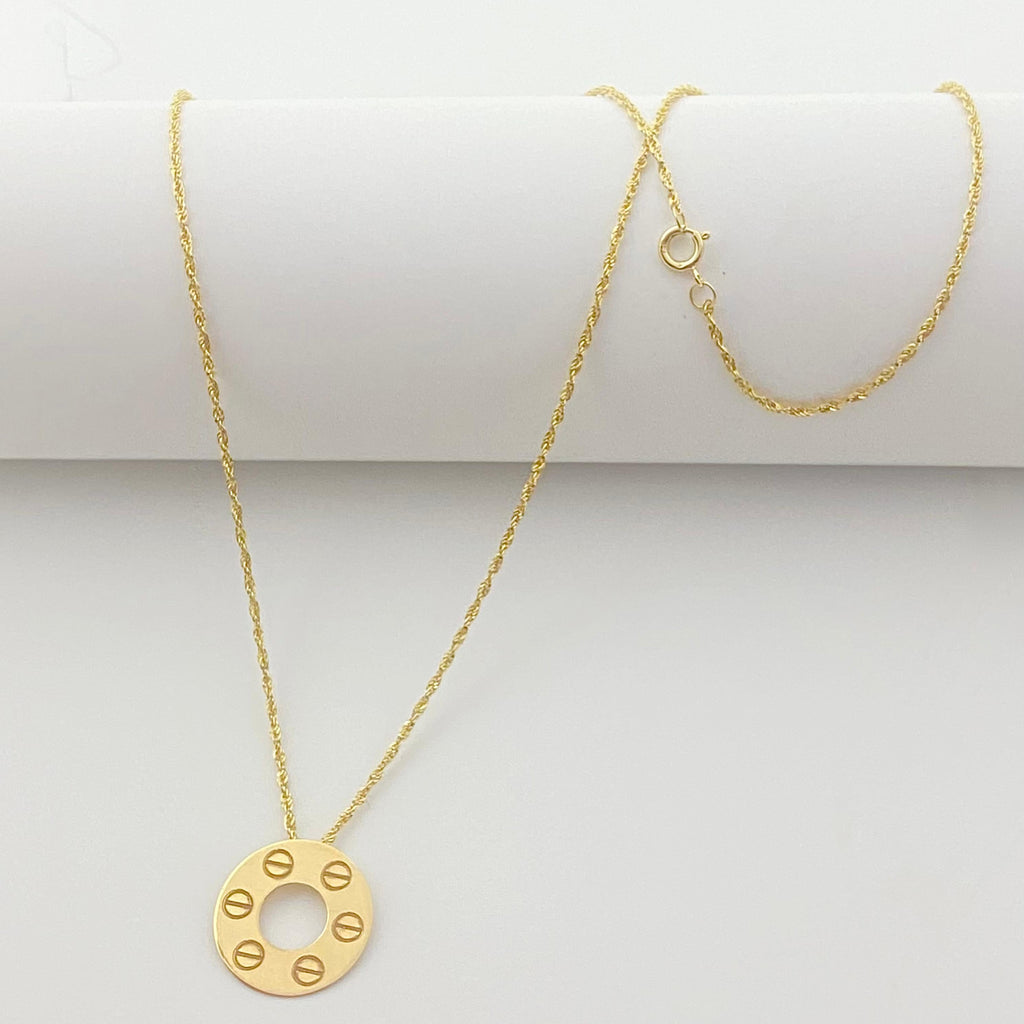 18k Circle Button Necklace