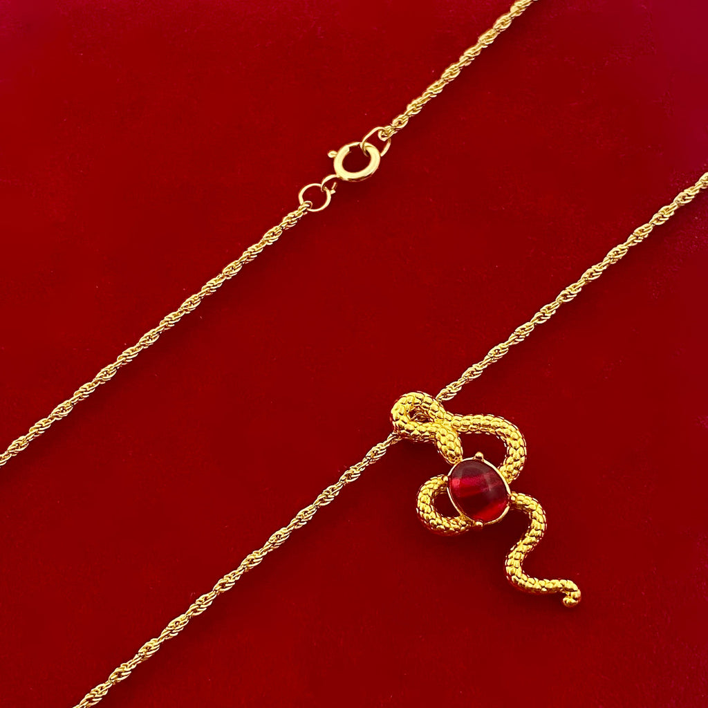 18k Gold Red Dragon Necklace