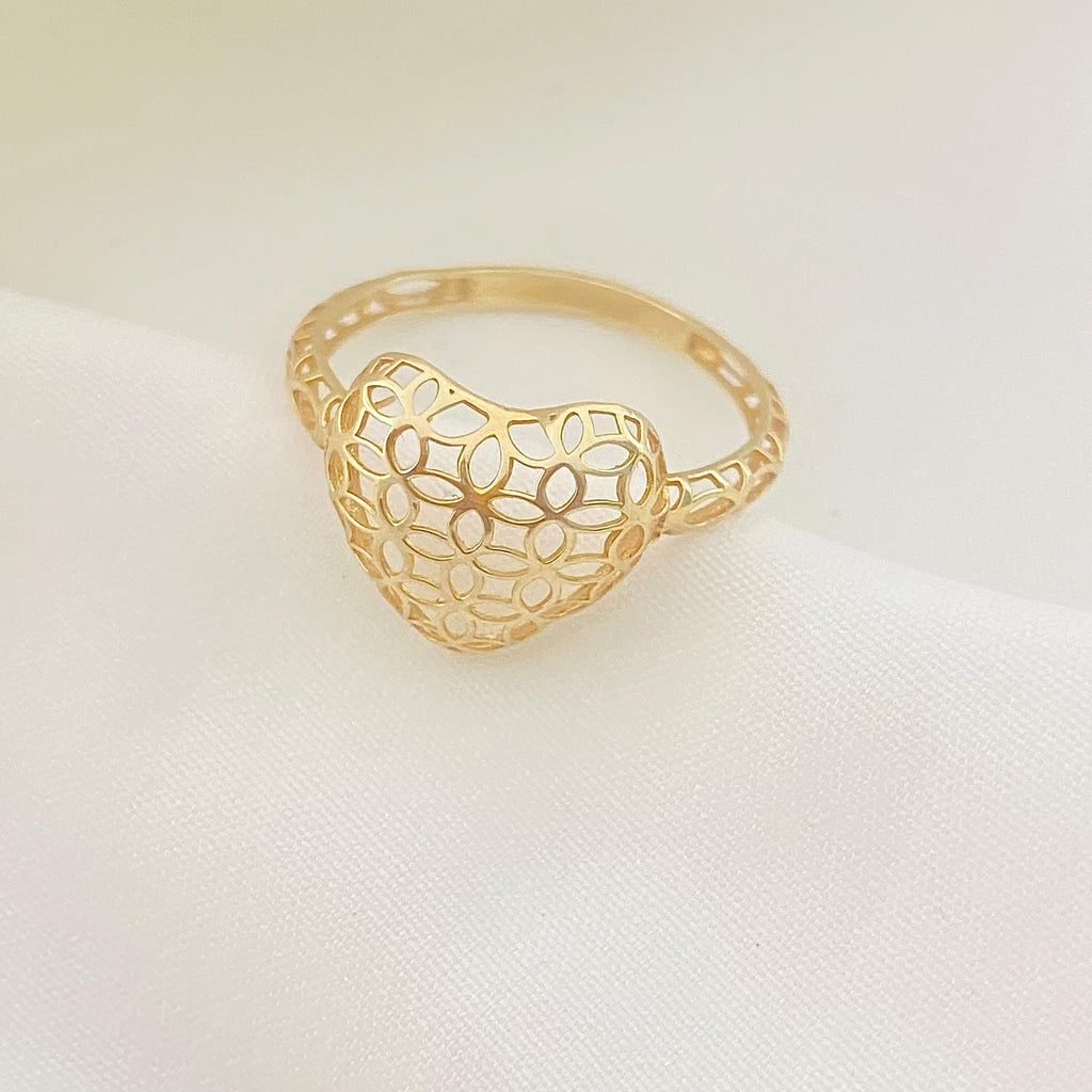 18k Gold Heart Money Ring