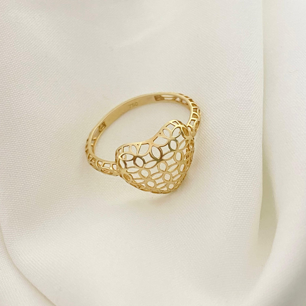 18k Gold Heart Money Ring