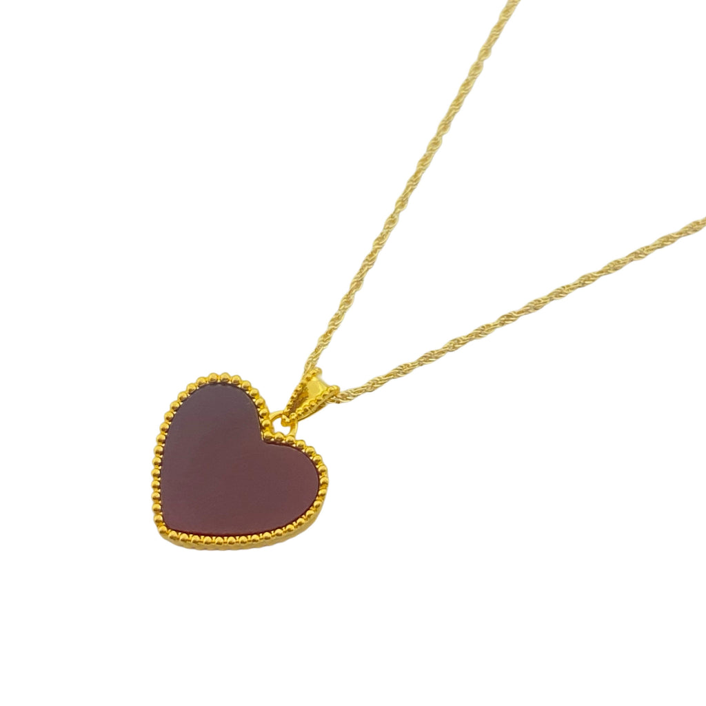 18k Gold Agate Heart Necklace