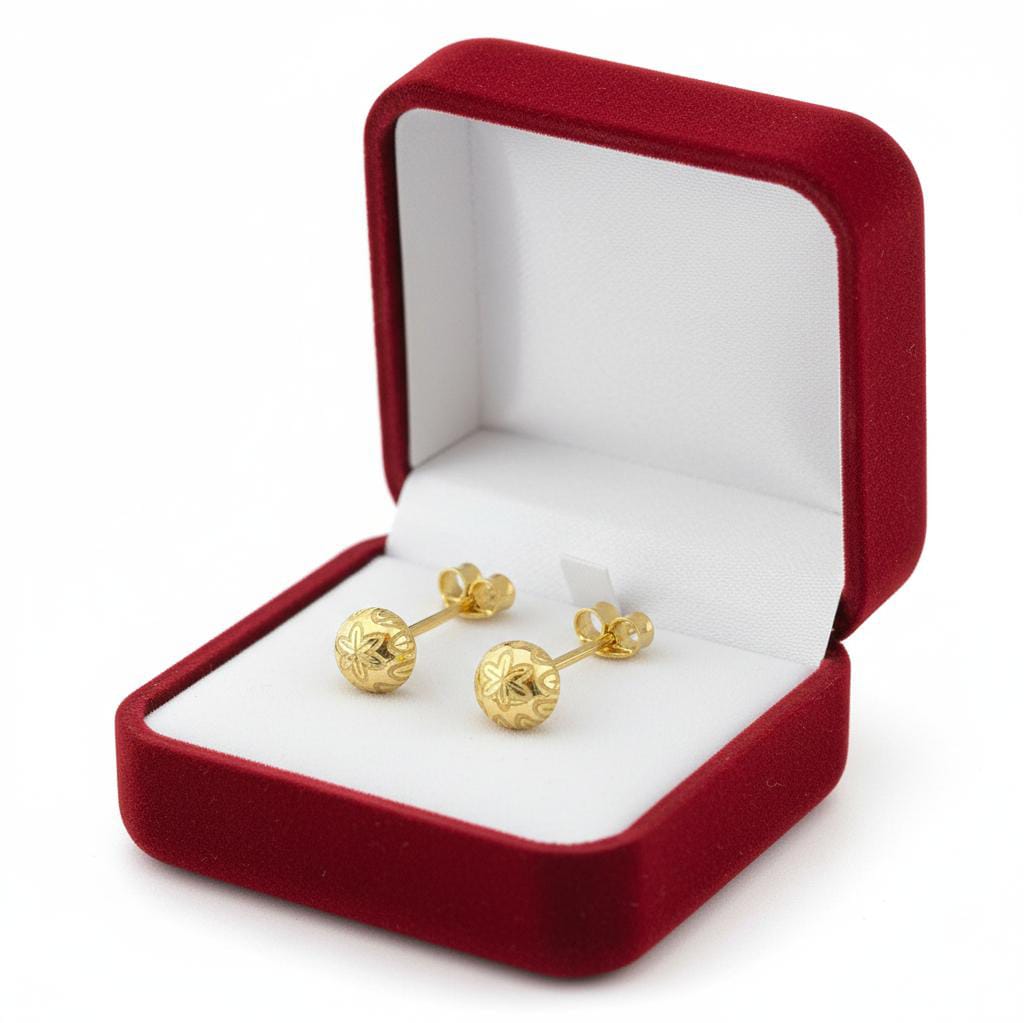 18k Gold Gleaming Ball Earrings