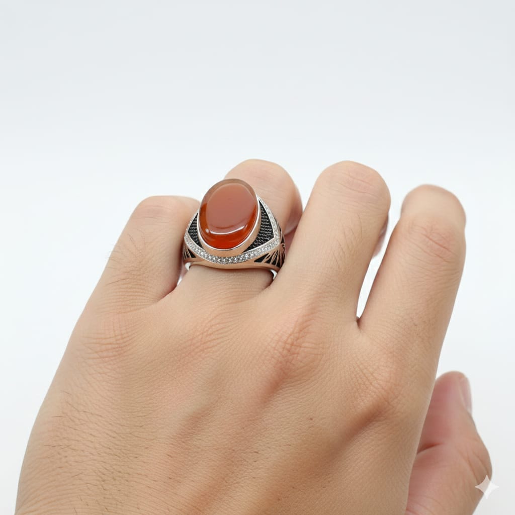 925 Silver Ruby Inspired Stone Ring