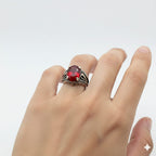925 Silver Round Ruby Stone Ring