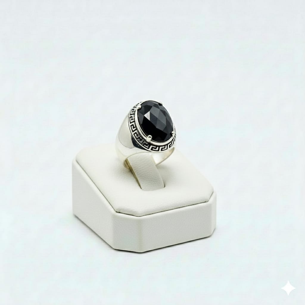 925 Silver Plain Onyx Stone Ring