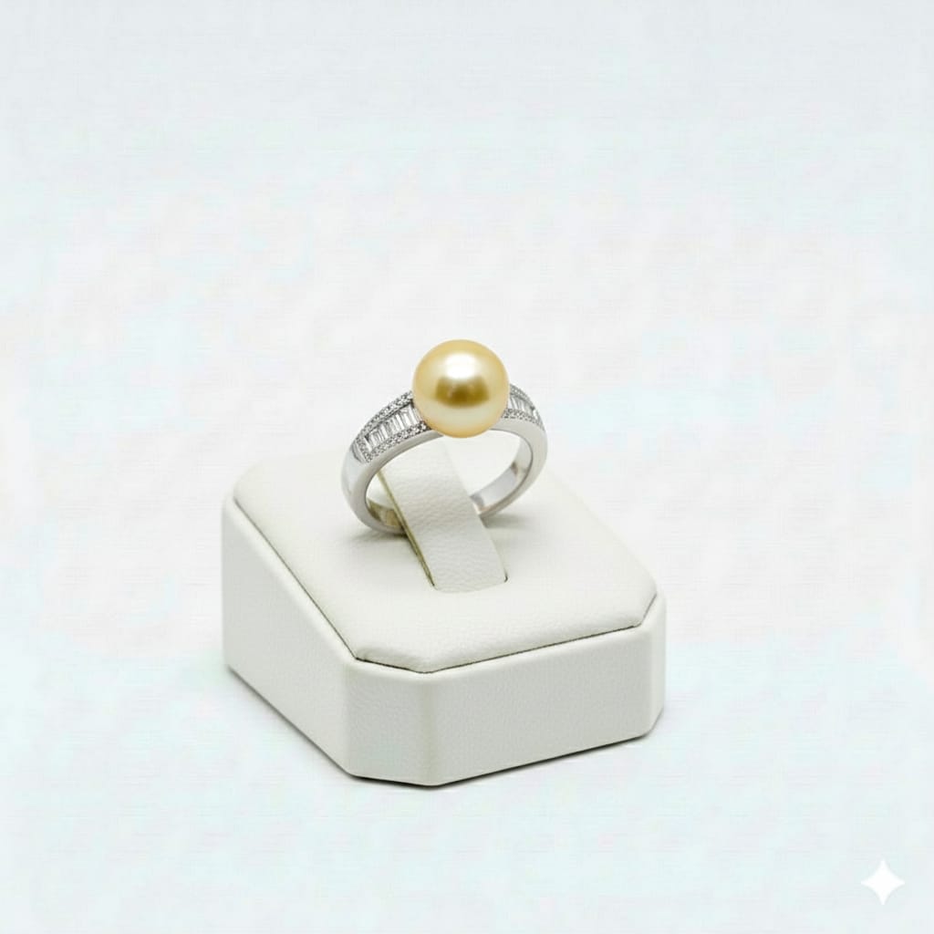 925 Silver Pearl Dia Ring
