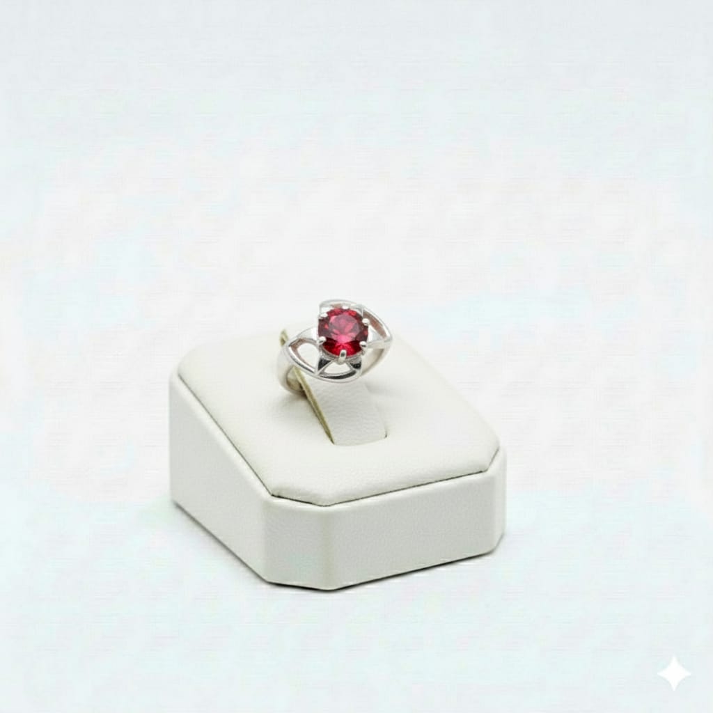 925 Silver Twisted Ruby Ring