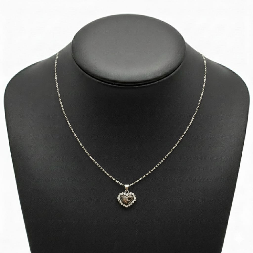 925 Silver Heart Dia Necklace