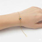 18K Real Gold Blue Sapphire Dragon Eye Bracelet-c