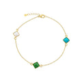 18K Real Gold Pyramid 3 Stone Bracelet