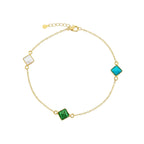18K Real Gold Pyramid 3 Stone Bracelet