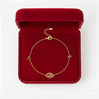 18K Real Gold Lotus Flower With Zircon Stone Bracelet