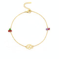 18K Real Gold Lotus Flower With Zircon Stone Bracelet
