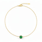 18K Real Gold Single Green Zircon Stone Bracelet