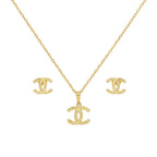 18k Gold Plain CC Jewelry Set