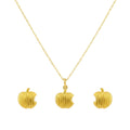 18K Real Gold Apple Necklace And Earring Set