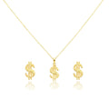 18K Real Gold Dollar Style Necklace And Earring Set
