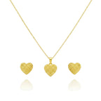 18K Real Gold Double Heart Necklace And Earring Set