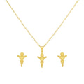 18K Real Gold Jesus Necklace And Earring Set