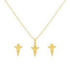 18K Real Gold Jesus Necklace And Earring Set