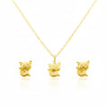 18K Real Gold Kitty Necklace And Earring Set