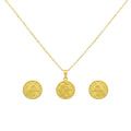 18K Real Gold Life Of Tree Necklace And Earring Set