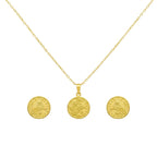 18K Real Gold Life Of Tree Necklace And Earring Set