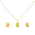 18K Real Gold Maze Necklace And Earring Set
