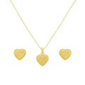 18K Real Gold Plain Cut Necklace And Earring Set