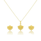 18K Real Gold Peacock Necklace And Earring Set
