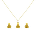 18K Real Gold Ribbon Necklace And Earring Set