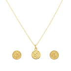 18K Real Gold Rose Flower Necklace And Earring Set