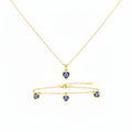 18K Real Gold Evil Eye Heart Design Necklace And Bracelet