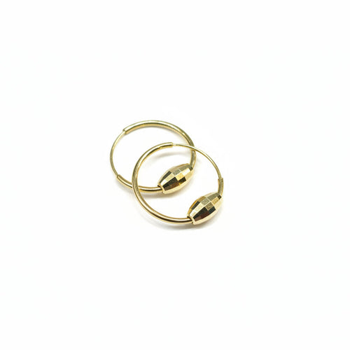 Gold hoop earrings on a light gray background with weight and code text.