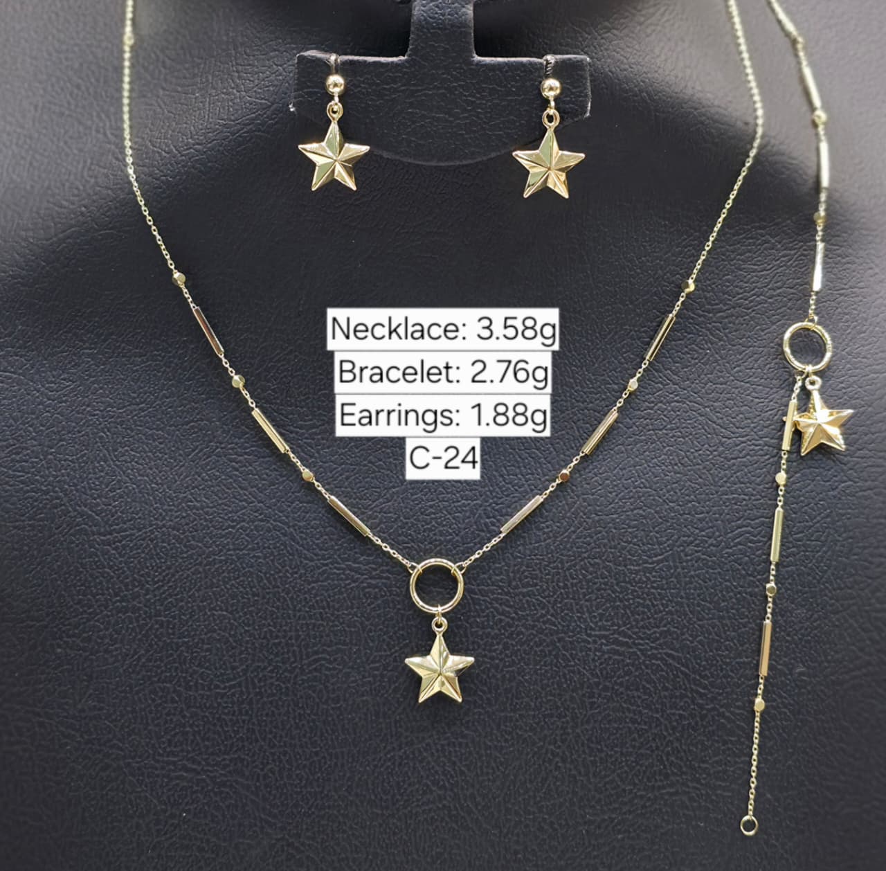 18k Gold Star Ball Jewelry Set