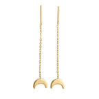 Gold necklace with a crescent moon pendant on a white background