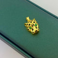 18k Gold Panther Pendant with Black Stone