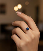 18K Gold Navy Blue Swarovski Chain Ring